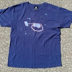 Vtg Jinx Brand Space Vacuum Graphic T-Shirt Y2K Gamer Cyber Black Large